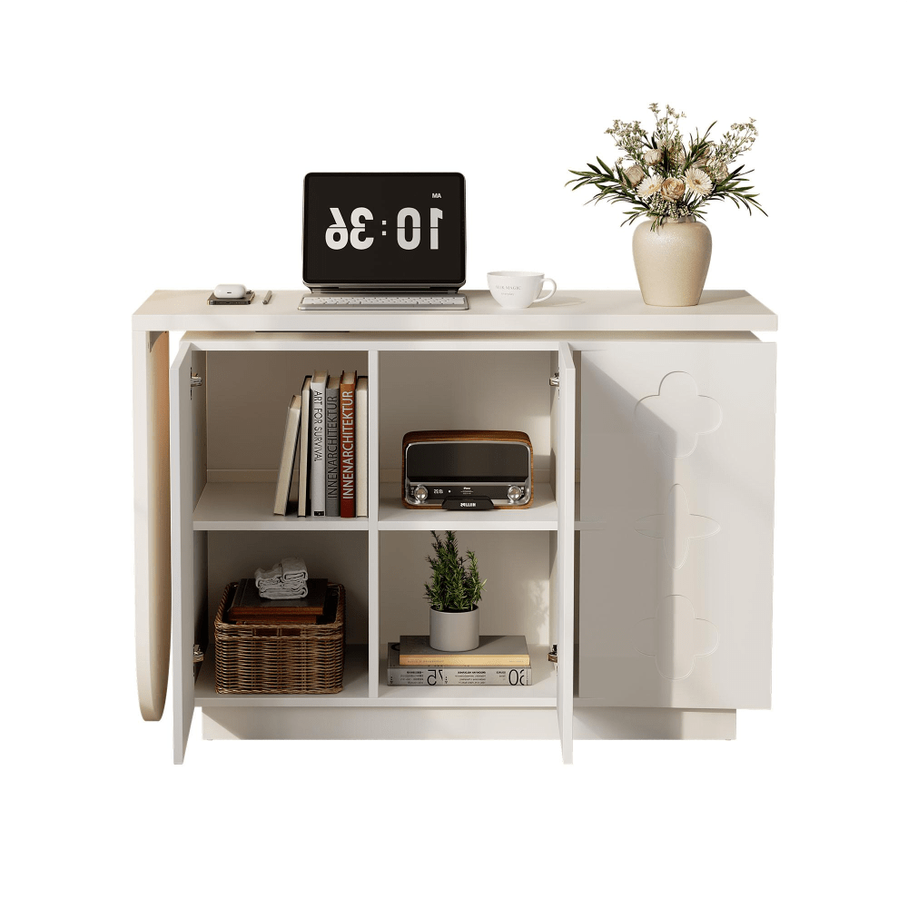 Schreibtisch, drehbarer L-förmiger Eck-Computertisch, Bürotisch, Frisiertisch, weiß 110 cm