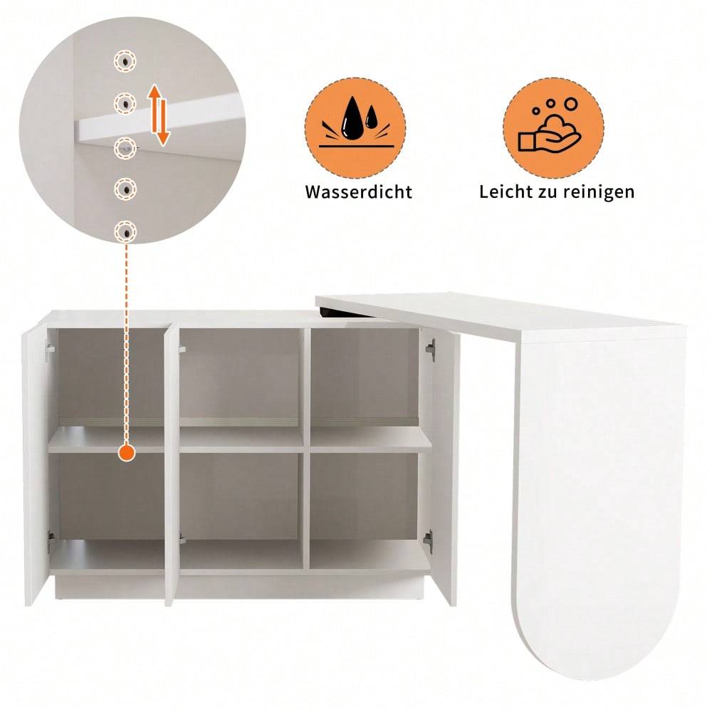 Schreibtisch, drehbarer L-förmiger Eck-Computertisch, Bürotisch, Frisiertisch, weiß 110 cm