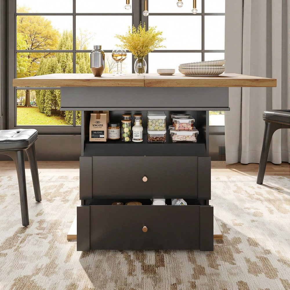 Esstisch Teleskoptisch(110-140×80cm), klappbarer Küchentisch für 4-6 Personen, Ausziehbarer Esstisch ,platzsparender Küchentisch,für Küche und Wohnzimmer,Minimalistisches Schranktür-Design, Schwarz