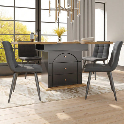 Esstisch Teleskoptisch(110-140×80cm), klappbarer Küchentisch für 4-6 Personen, Ausziehbarer Esstisch ,platzsparender Küchentisch,für Küche und Wohnzimmer,Minimalistisches Schranktür-Design, Schwarz
