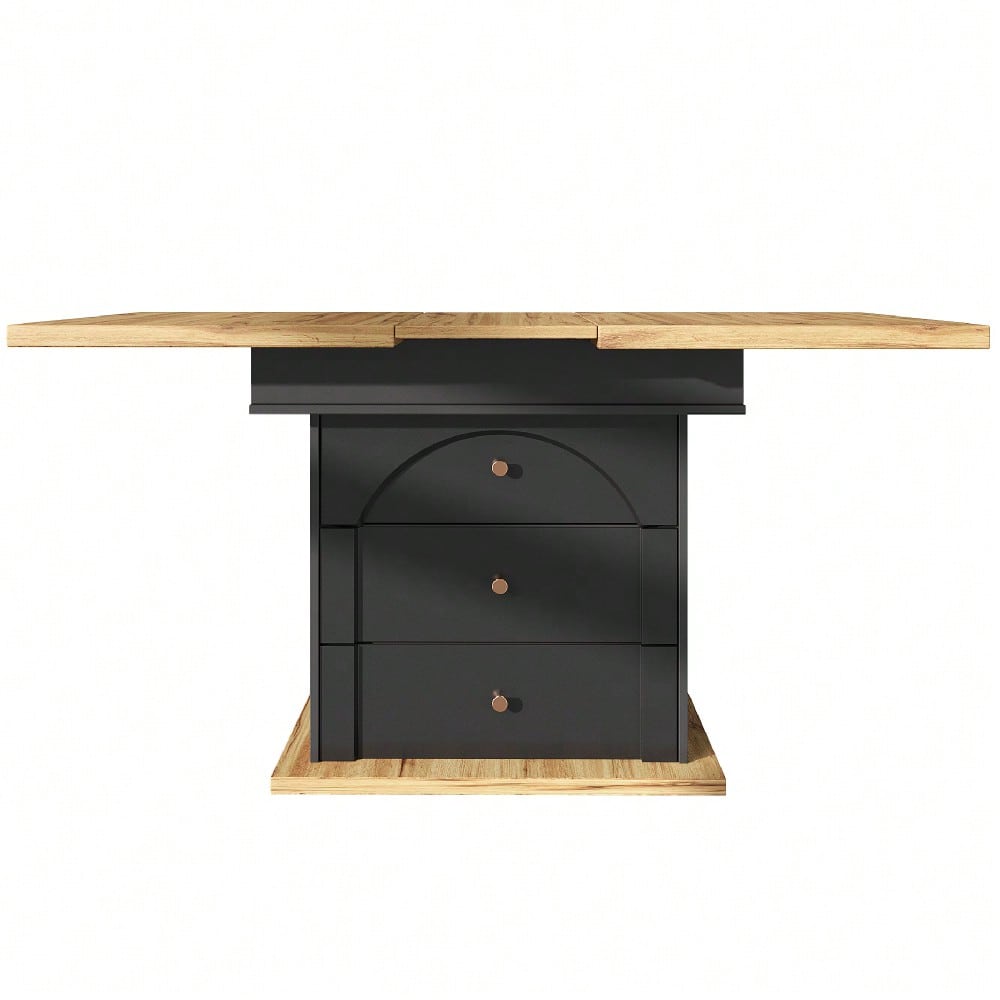 Esstisch Teleskoptisch(110-140×80cm), klappbarer Küchentisch für 4-6 Personen, Ausziehbarer Esstisch ,platzsparender Küchentisch,für Küche und Wohnzimmer,Minimalistisches Schranktür-Design, Schwarz