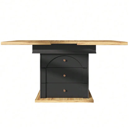 Esstisch Teleskoptisch(110-140×80cm), klappbarer Küchentisch für 4-6 Personen, Ausziehbarer Esstisch ,platzsparender Küchentisch,für Küche und Wohnzimmer,Minimalistisches Schranktür-Design, Schwarz