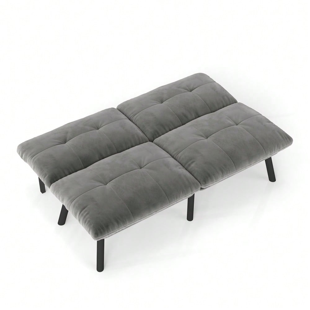 Graues, klappbares Modern-Sofa-Bett – 2-Sitzer Futon-Couch mit Schlaffunktion, platzsparendes Gästebett