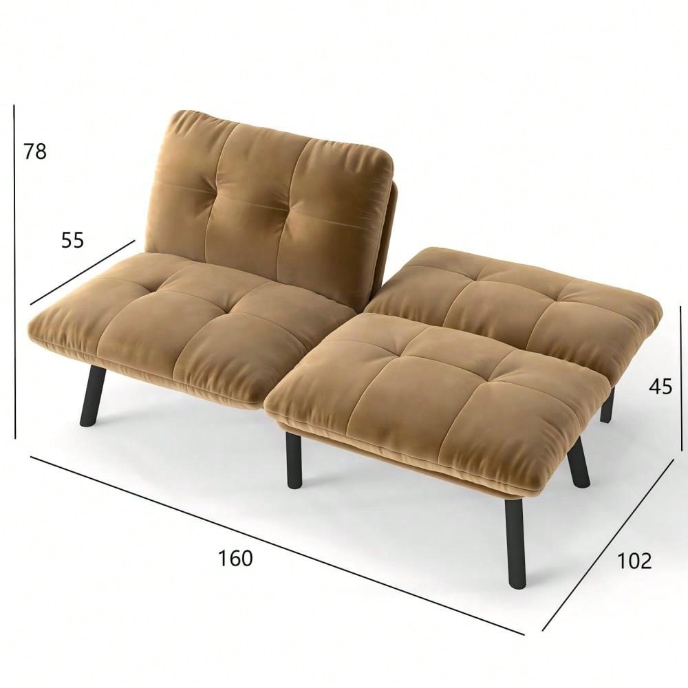 Braunes, klappbares Modern-Sofa-Bett – 2-Sitzer Futon-Couch, platzsparende Schlaffunktion für Wohnzimmer & Gästezimmer