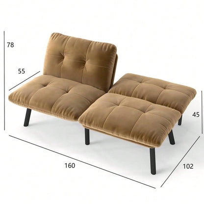 Braunes, klappbares Modern-Sofa-Bett – 2-Sitzer Futon-Couch, platzsparende Schlaffunktion für Wohnzimmer & Gästezimmer