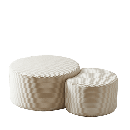 Kaffeetisch-Set, 2-teilig , gepolsterte runde Kaffeetische, Set mit 2 Stück für das Wohnzimmer, moderner runder Kaffeetisch aus Schaumstoff, Beistelltisch, Ottoman, keine Montage erforderlich