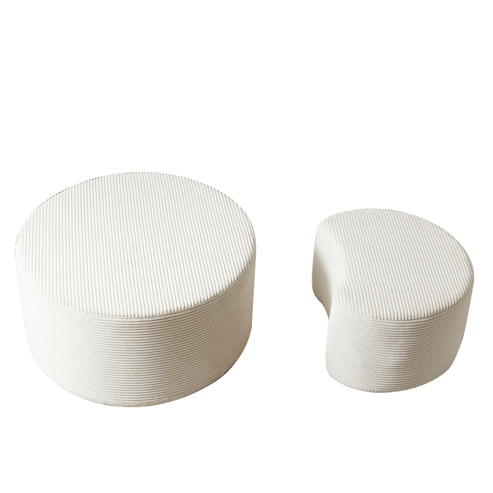 Kaffeetisch-Set, 2-teilig , gepolsterte runde Kaffeetische, Set mit 2 Stück für das Wohnzimmer, moderner runder Kaffeetisch aus Schaumstoff, Beistelltisch, Ottoman, keine Montage erforderlich