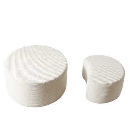 Kaffeetisch-Set, 2-teilig , gepolsterte runde Kaffeetische, Set mit 2 Stück für das Wohnzimmer, moderner runder Kaffeetisch aus Schaumstoff, Beistelltisch, Ottoman, keine Montage erforderlich