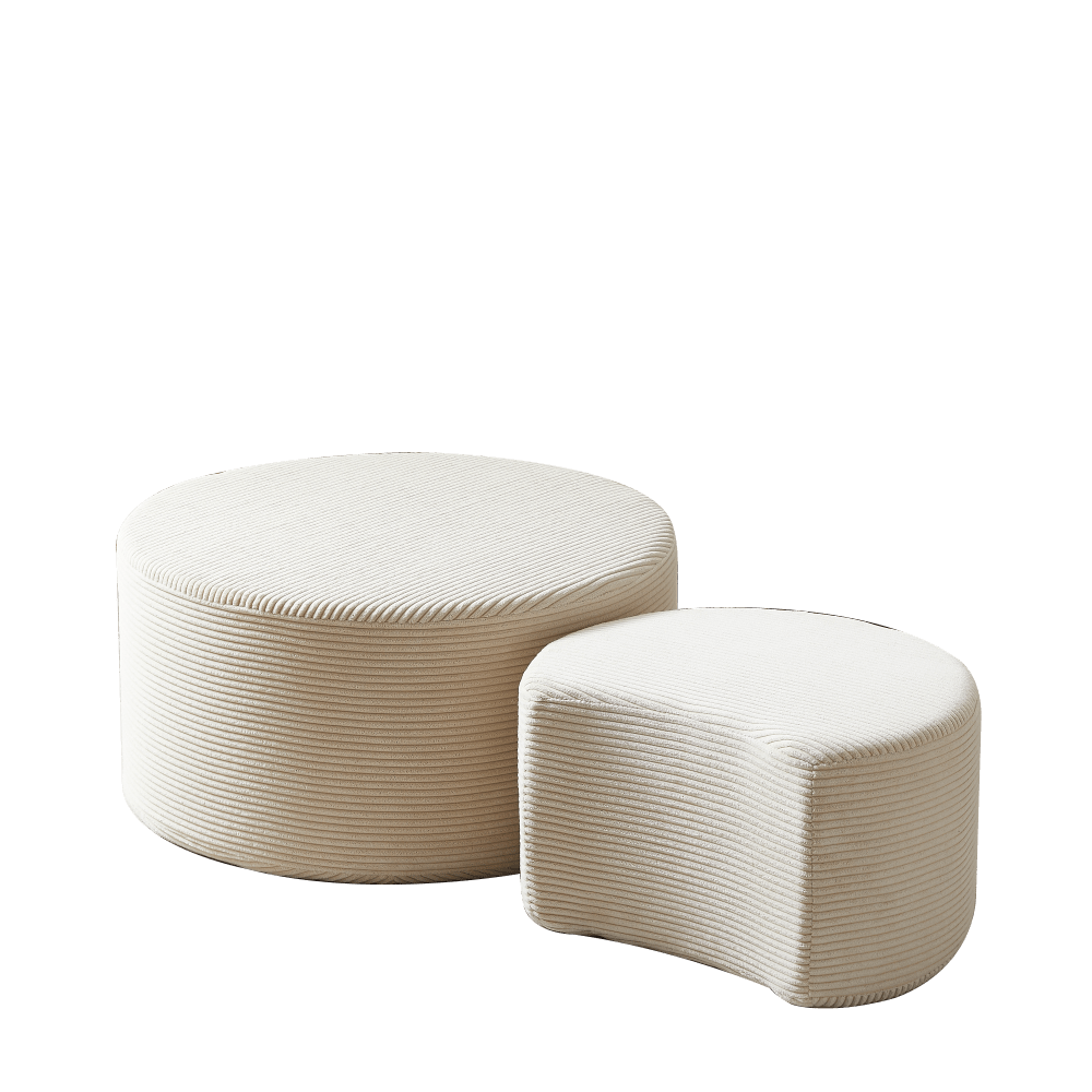 Kaffeetisch-Set, 2-teilig , gepolsterte runde Kaffeetische, Set mit 2 Stück für das Wohnzimmer, moderner runder Kaffeetisch aus Schaumstoff, Beistelltisch, Ottoman, keine Montage erforderlich