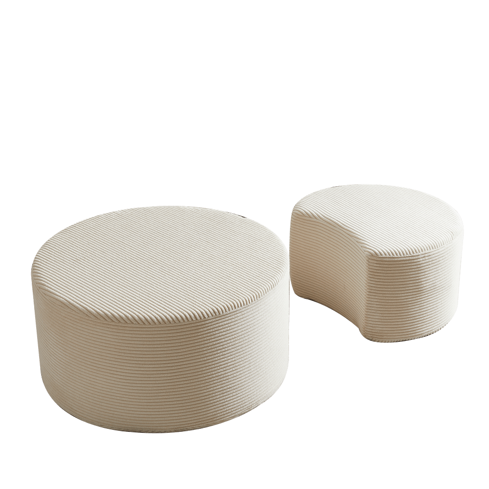 Kaffeetisch-Set, 2-teilig , gepolsterte runde Kaffeetische, Set mit 2 Stück für das Wohnzimmer, moderner runder Kaffeetisch aus Schaumstoff, Beistelltisch, Ottoman, keine Montage erforderlich