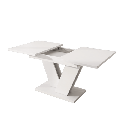 Ausziehbarer Esstisch 120/160*80 cm, geeignet für 4-6 Personen, rechteckiger Esstisch, verdickte Tischplatte, V-förmige Beine, einfacher Stil, ausziehbarer Esstisch, weiß