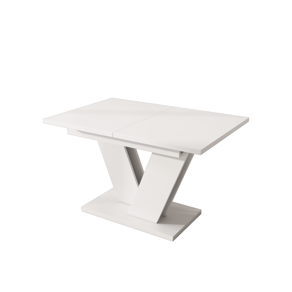 Ausziehbarer Esstisch 120/160*80 cm, geeignet für 4-6 Personen, rechteckiger Esstisch, verdickte Tischplatte, V-förmige Beine, einfacher Stil, ausziehbarer Esstisch, weiß