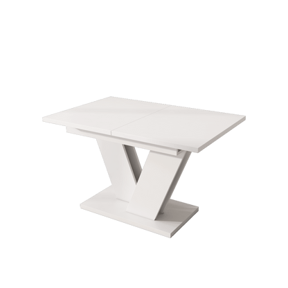 Ausziehbarer Esstisch 120/160*80 cm, geeignet für 4-6 Personen, rechteckiger Esstisch, verdickte Tischplatte, V-förmige Beine, einfacher Stil, ausziehbarer Esstisch, weiß