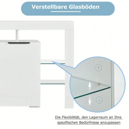 Hochglanz-LED-Sideboard, Küchenschrank, Schrank, Buffet-Aufbewahrung, Servertisch mit LED-Leuchten, Hochglanz-Buffetschrank mit 4 Glasböden und 2 Tür, Vitrine für Wohnzimmer, Eingangsbereich