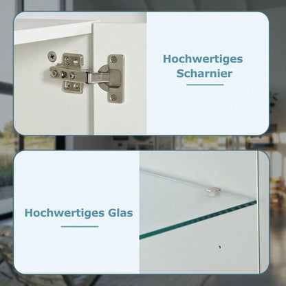 Hochglanz-LED-Sideboard, Küchenschrank, Schrank, Buffet-Aufbewahrung, Servertisch mit LED-Leuchten, Hochglanz-Buffetschrank mit 4 Glasböden und 2 Tür, Vitrine für Wohnzimmer, Eingangsbereich