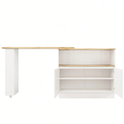 (N620P20771617W)Um 360° drehbare Essbar (Hauptkörper 90 x 45 x 100 cm), modernes, einfaches, multifunktionales, drehbares Sideboard mit Ablageflächen und Glas, geeignet für Küchen und Restaurants