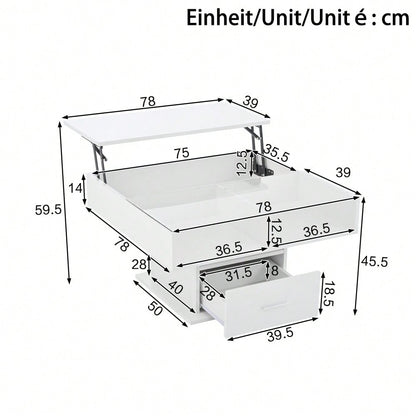 Multifunktionaler Hochglanz-Lift-Couchtisch mit LED-Beleuchtung, verstellbarer Höhe & flexiblem Stauraum – modernes Design für Wohnzimmer, Büro & kleine Wohnungen
