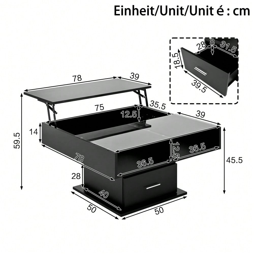 Multifunktionaler Hochglanz-Lift-Couchtisch mit LED-Beleuchtung, verstellbarer Höhe & flexiblem Stauraum – modernes Design für Wohnzimmer, Büro & kleine Wohnungen