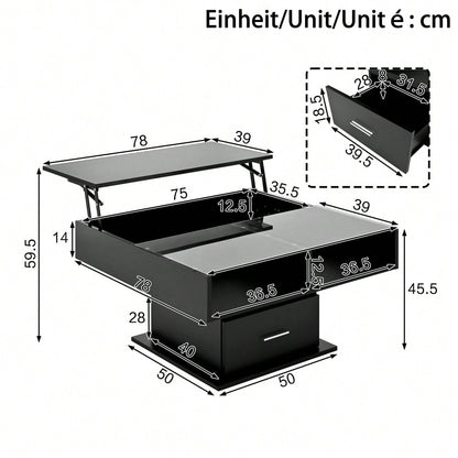 Multifunktionaler Hochglanz-Lift-Couchtisch mit LED-Beleuchtung, verstellbarer Höhe & flexiblem Stauraum – modernes Design für Wohnzimmer, Büro & kleine Wohnungen