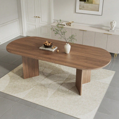 Ausziehbarer Esstisch 160/200 * 90 cm, geeignet für 4–6 Personen, Esstisch mit abgerundeten Ecken, verdickte Tischplatte, ausziehbarer Esstisch im einfachen Stil, Nussbaum