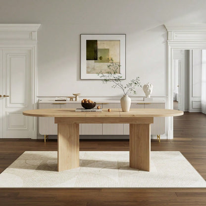 Ausziehbarer Esstisch 120/160 * 80 cm, geeignet für 4–6 Personen, Esstisch mit abgerundeten Ecken, verdickte Tischplatte, ausziehbarer Esstisch im einfachen Stil, Eichenfarbe