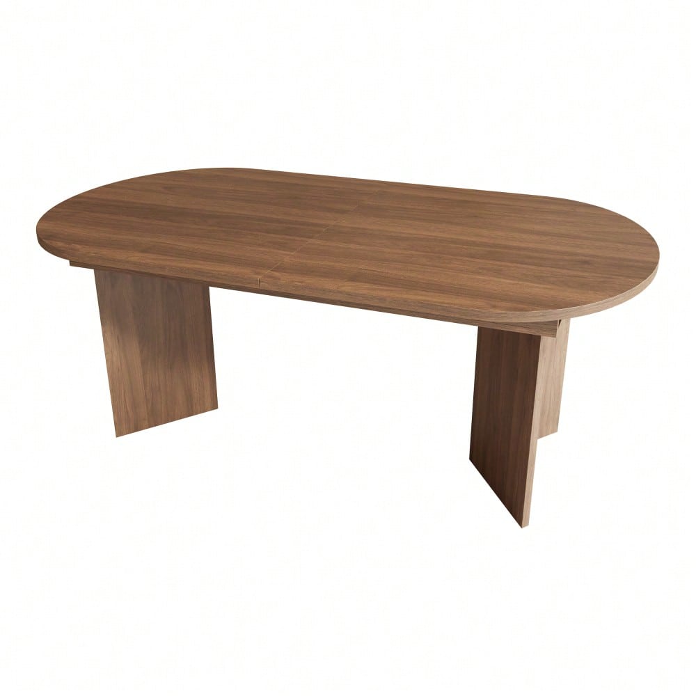 Ausziehbarer Esstisch 160/200 * 90 cm, geeignet für 4–6 Personen, Esstisch mit abgerundeten Ecken, verdickte Tischplatte, ausziehbarer Esstisch im einfachen Stil, Nussbaum