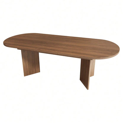 Ausziehbarer Esstisch 160/200 * 90 cm, geeignet für 4–6 Personen, Esstisch mit abgerundeten Ecken, verdickte Tischplatte, ausziehbarer Esstisch im einfachen Stil, Nussbaum