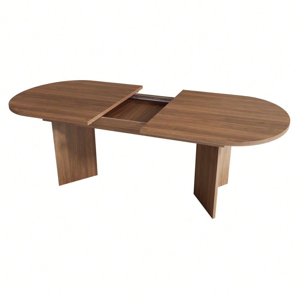 Ausziehbarer Esstisch 160/200 * 90 cm, geeignet für 4–6 Personen, Esstisch mit abgerundeten Ecken, verdickte Tischplatte, ausziehbarer Esstisch im einfachen Stil, Nussbaum