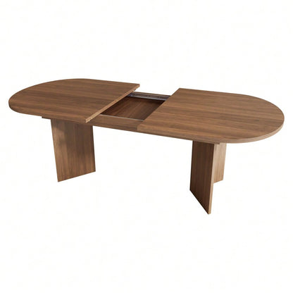 Ausziehbarer Esstisch 160/200 * 90 cm, geeignet für 4–6 Personen, Esstisch mit abgerundeten Ecken, verdickte Tischplatte, ausziehbarer Esstisch im einfachen Stil, Nussbaum