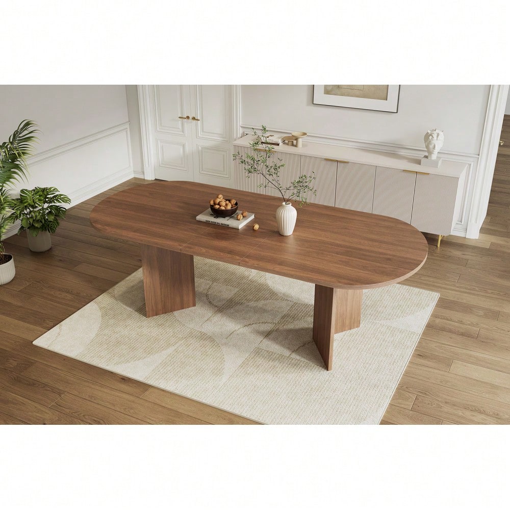 Ausziehbarer Esstisch 160/200 * 90 cm, geeignet für 4–6 Personen, Esstisch mit abgerundeten Ecken, verdickte Tischplatte, ausziehbarer Esstisch im einfachen Stil, Nussbaum