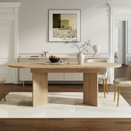 Ausziehbarer Esstisch 120/160 * 80 cm, geeignet für 4–6 Personen, Esstisch mit abgerundeten Ecken, verdickte Tischplatte, ausziehbarer Esstisch im einfachen Stil, Eichenfarbe