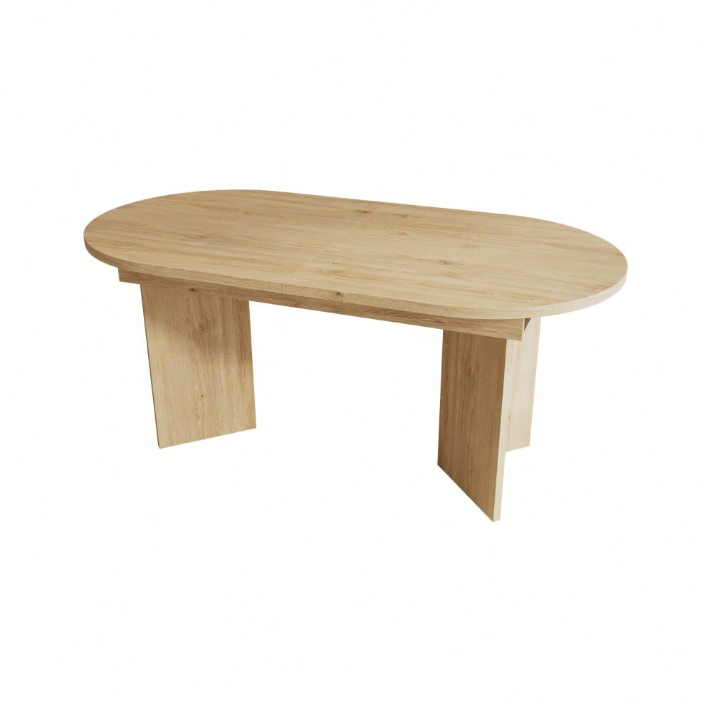 Ausziehbarer Esstisch 120/160 * 80 cm, geeignet für 4–6 Personen, Esstisch mit abgerundeten Ecken, verdickte Tischplatte, ausziehbarer Esstisch im einfachen Stil, Eichenfarbe