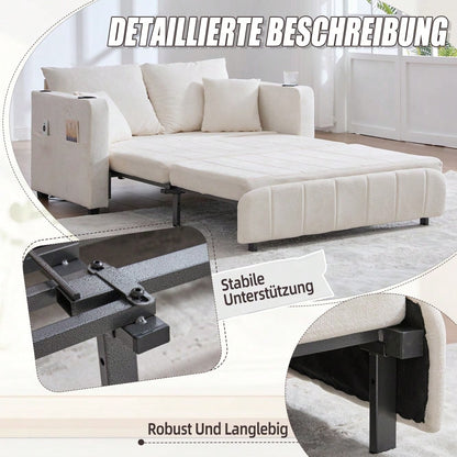 Multifunktionales Stoffsofa Klappbares Ausziehsofa Kleines Wohnzimmersofa mit zwei Funktionen Abnehmbar und waschbar Mit Aufbewahrungstasche Mit USB-Ladefunktion Mit Becherhalter