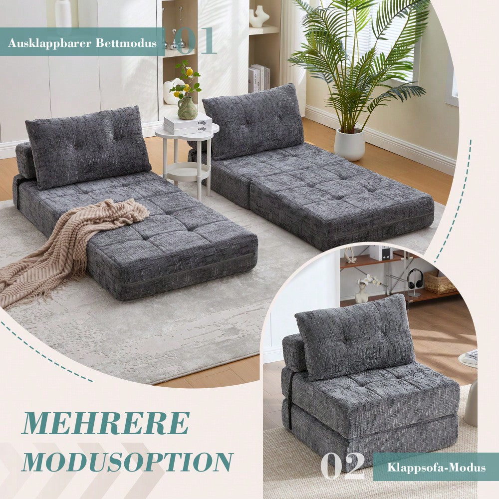 Klappbares Schlafsofa, Schlafsofa mit Kissen, faltbare Matratze mit Rückenlehne, tragbares Klappsofa, bequemes Bodensofa für Wohnzimmer und Schlafzimmer