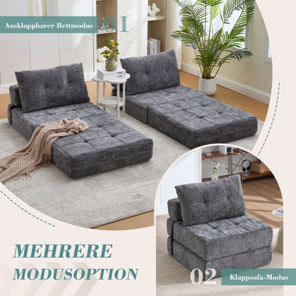 Klappbares Schlafsofa, Schlafsofa mit Kissen, faltbare Matratze mit Rückenlehne, tragbares Klappsofa, bequemes Bodensofa für Wohnzimmer und Schlafzimmer