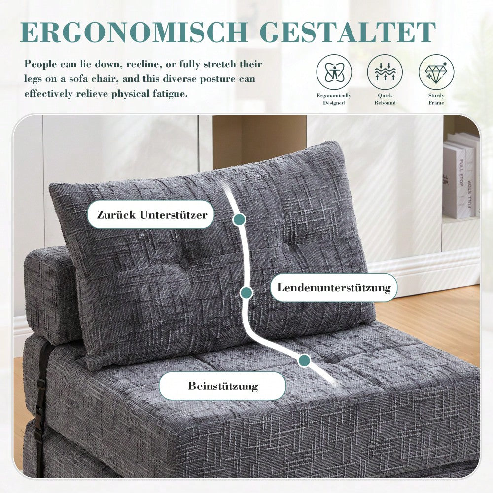 Klappbares Schlafsofa, Schlafsofa mit Kissen, faltbare Matratze mit Rückenlehne, tragbares Klappsofa, bequemes Bodensofa für Wohnzimmer und Schlafzimmer