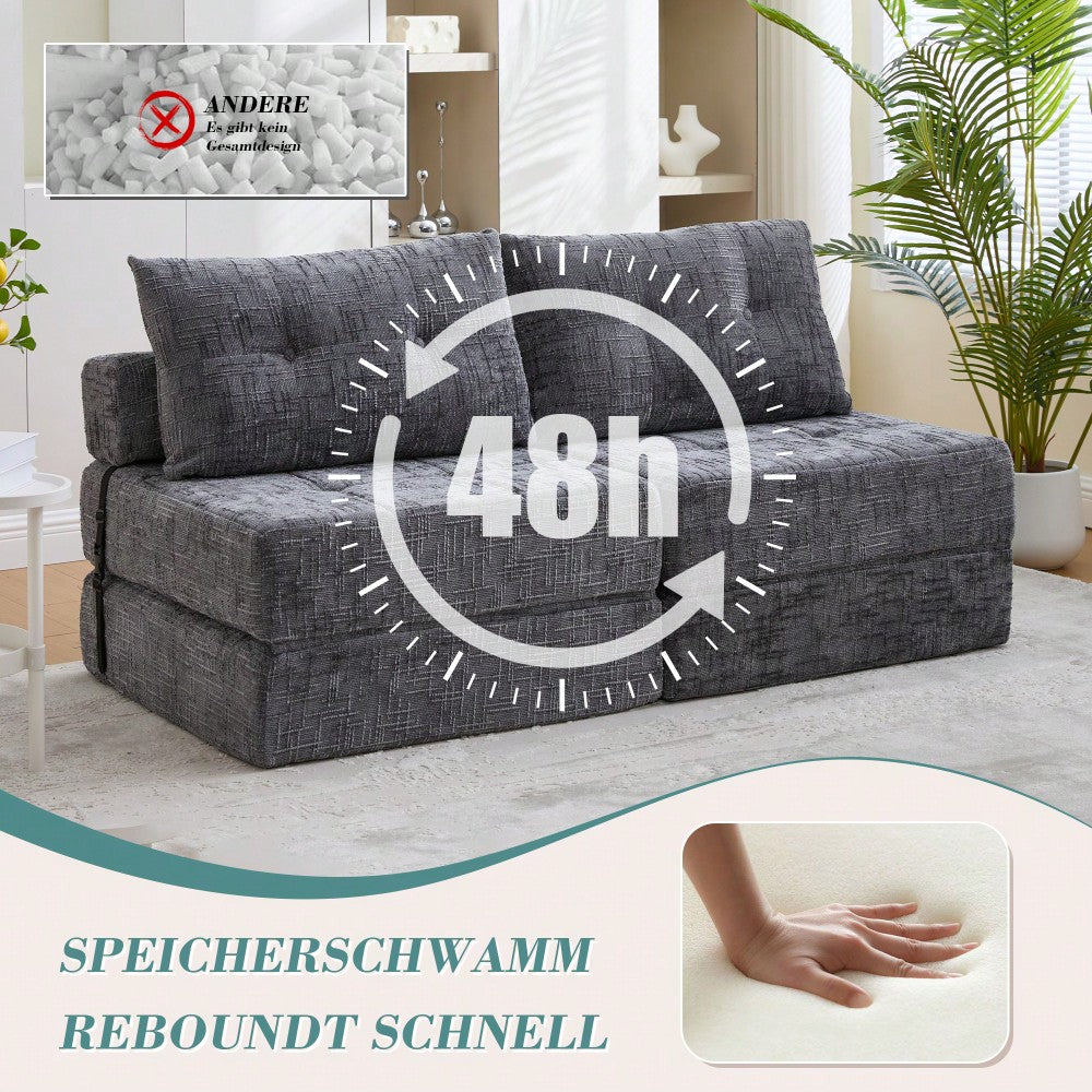 Klappbares Schlafsofa, Schlafsofa mit Kissen, faltbare Matratze mit Rückenlehne, tragbares Klappsofa, bequemes Bodensofa für Wohnzimmer und Schlafzimmer