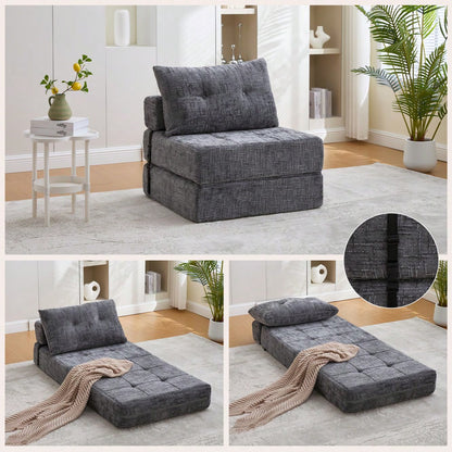 Klappbares Schlafsofa, Schlafsofa mit Kissen, faltbare Matratze mit Rückenlehne, tragbares Klappsofa, bequemes Bodensofa für Wohnzimmer und Schlafzimmer