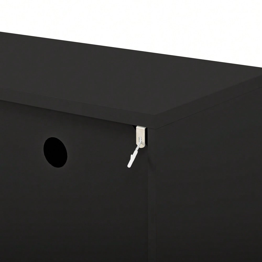 TV-Schrank mit offenen Fächern und Schubladen, lackierte Strukturoberfläche, Soft-Close-Scharniere