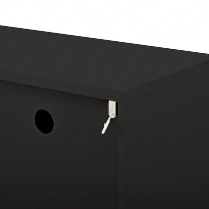TV-Schrank mit offenen Fächern und Schubladen, lackierte Strukturoberfläche, Soft-Close-Scharniere