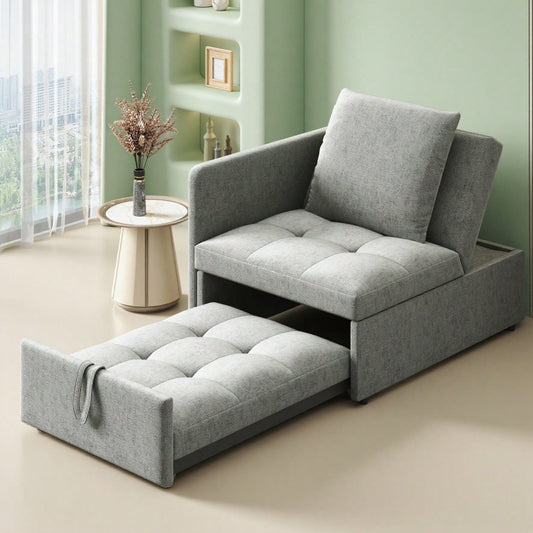 Polsterbett Schlafsofa 3 in 1 Multifunktions-Schlafsofa, Leinenstoffsofa mit verstellbarer Rückenlehne, Liegesofa für kleine Räume