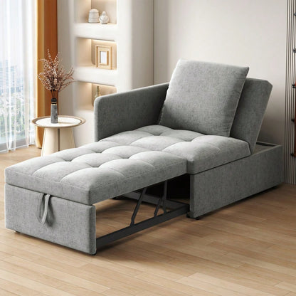 Polsterbett Schlafsofa 3 in 1 Multifunktions-Schlafsofa, Leinenstoffsofa mit verstellbarer Rückenlehne, Liegesofa für kleine Räume