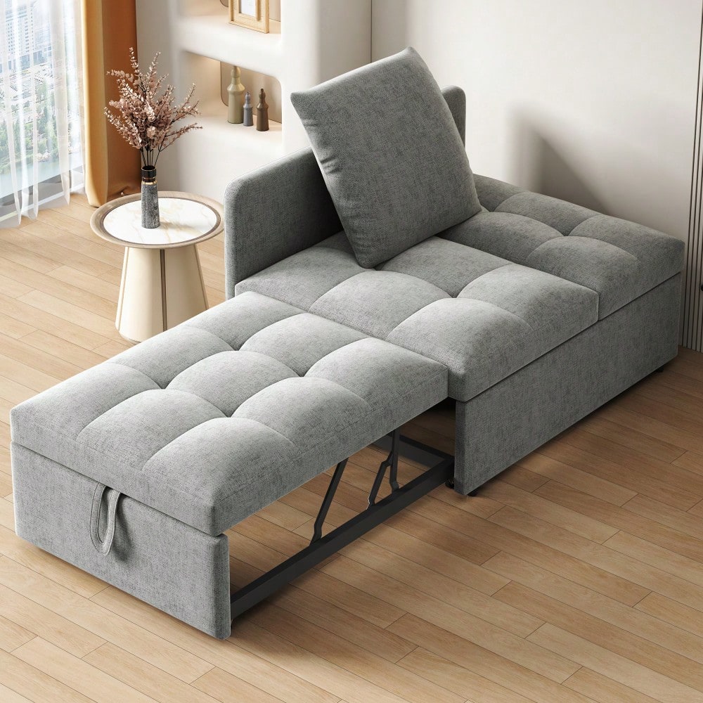 Polsterbett Schlafsofa 3 in 1 Multifunktions-Schlafsofa, Leinenstoffsofa mit verstellbarer Rückenlehne, Liegesofa für kleine Räume