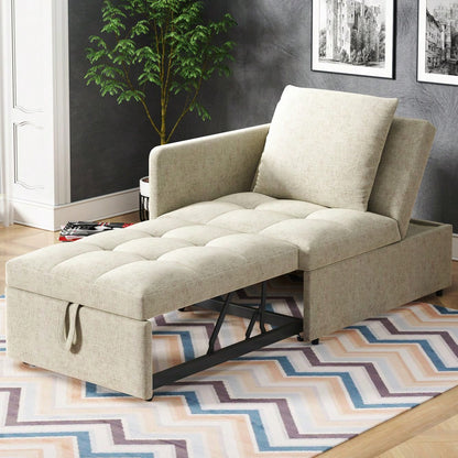 Polsterbett Schlafsofa 3 in 1 Multifunktions-Schlafsofa, Leinenstoffsofa mit verstellbarer Rückenlehne, Liegesofa für kleine Räume