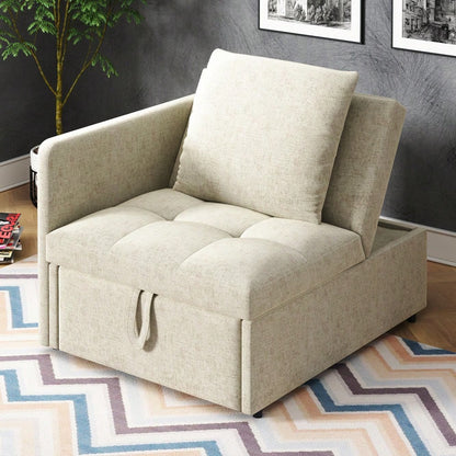 Polsterbett Schlafsofa 3 in 1 Multifunktions-Schlafsofa, Leinenstoffsofa mit verstellbarer Rückenlehne, Liegesofa für kleine Räume