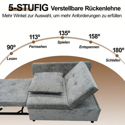 Polsterbett Schlafsofa 3 in 1 Multifunktions-Schlafsofa, Leinenstoffsofa mit verstellbarer Rückenlehne, Liegesofa für kleine Räume