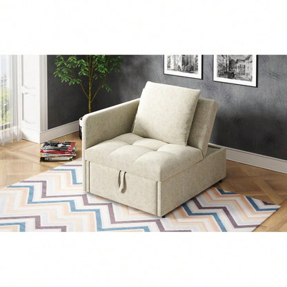 Polsterbett Schlafsofa 3 in 1 Multifunktions-Schlafsofa, Leinenstoffsofa mit verstellbarer Rückenlehne, Liegesofa für kleine Räume