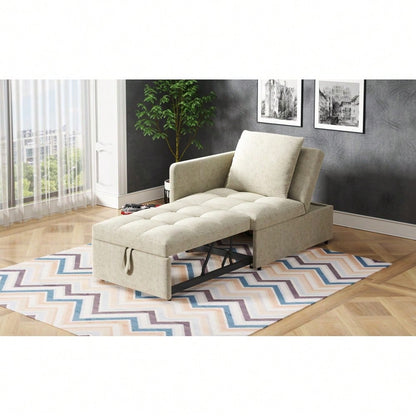 Polsterbett Schlafsofa 3 in 1 Multifunktions-Schlafsofa, Leinenstoffsofa mit verstellbarer Rückenlehne, Liegesofa für kleine Räume
