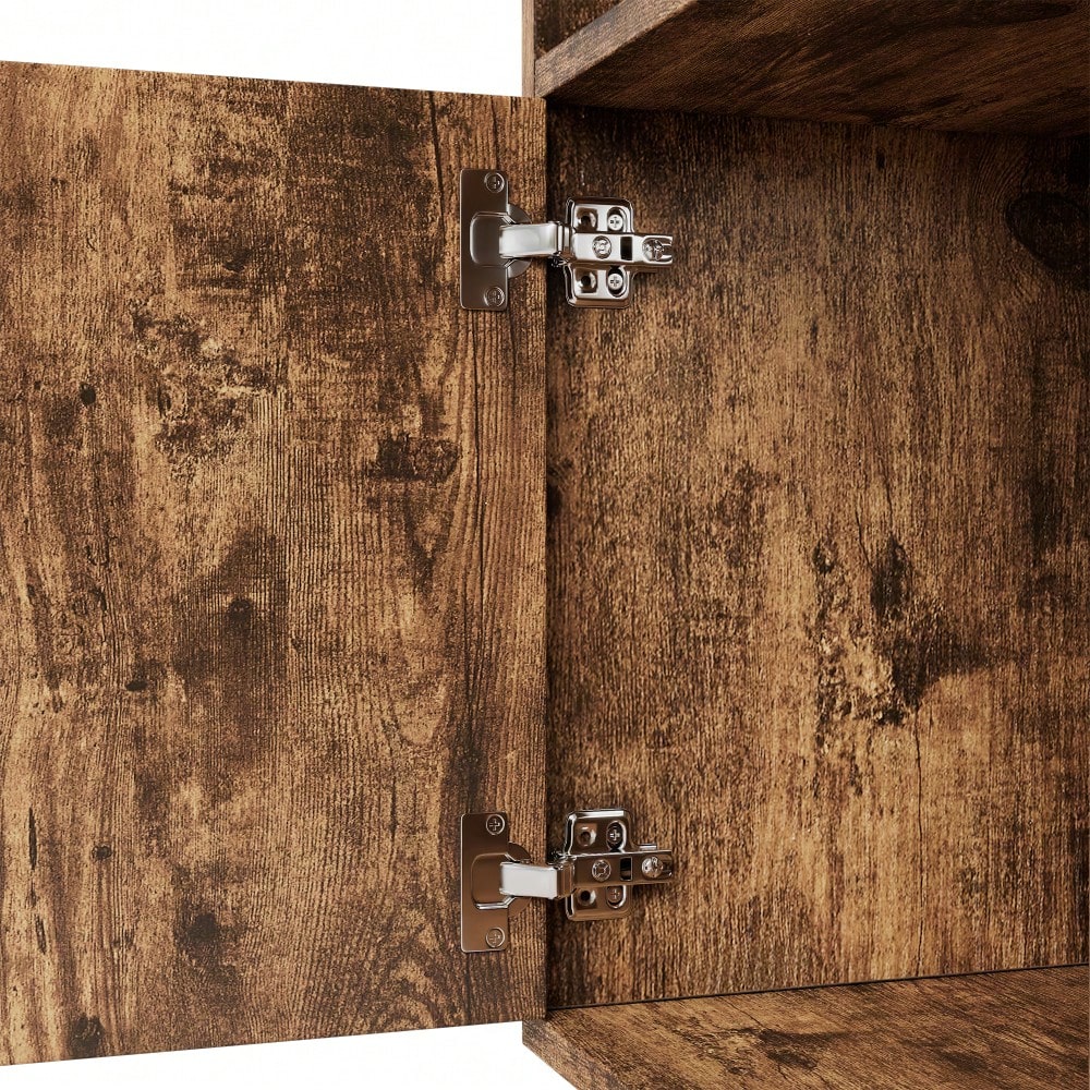 80x30x173cmBücherregal, Beine aus Massivholz, mehrere Ablagefächer, Doppeltüren, LED-Farbwechsel-Ambientelicht, Fernbedienung, einfache Form,braun