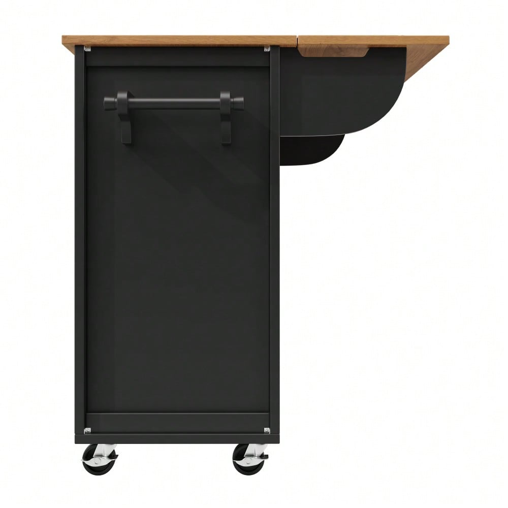 Kücheninsel,Küchenschrank,Buffetschrank,120x73(45)x93cm,ausziehbarer Küchenwagen mit Rollen, Handtuchhalter, Gewürzregal, verstellbaren Einlegeböden, zwei Türen, vier Schubladen, weiß/schwarz
